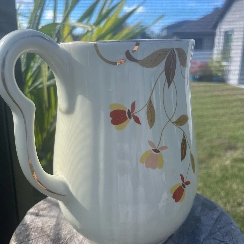 Porcelain Autumn Leaf Pitcher, Hall Superior Quality Kitchenware, Mary Dunbar